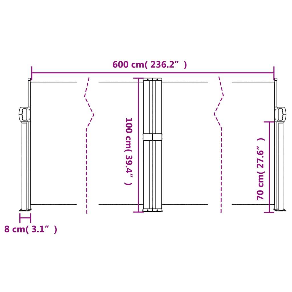 vidaXL Seitenmarkise Ausziehbar Terrakottarot 100x600 cm