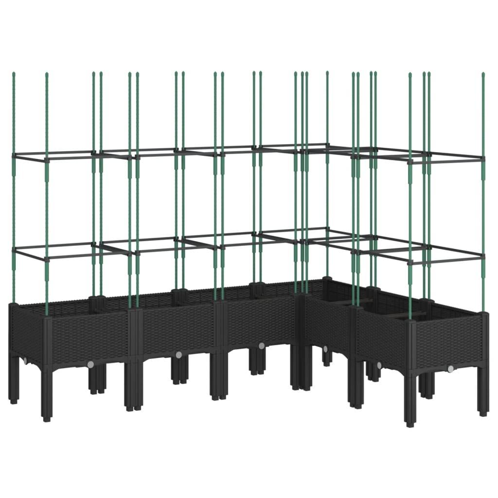 vidaXL Pflanzkübel mit Rankgitter Schwarz 160x120x142,5 cm PP