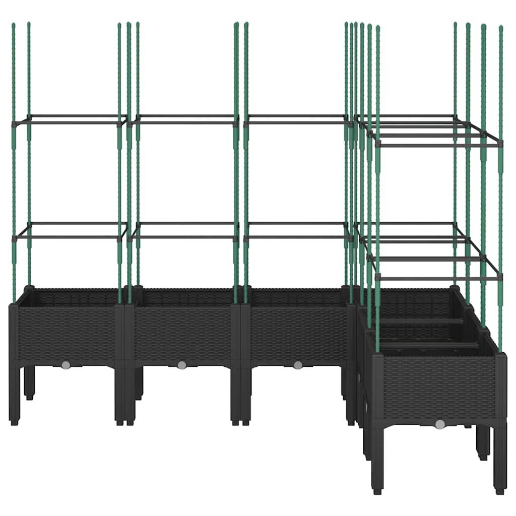 vidaXL Pflanzkübel mit Rankgitter Schwarz 160x120x142,5 cm PP
