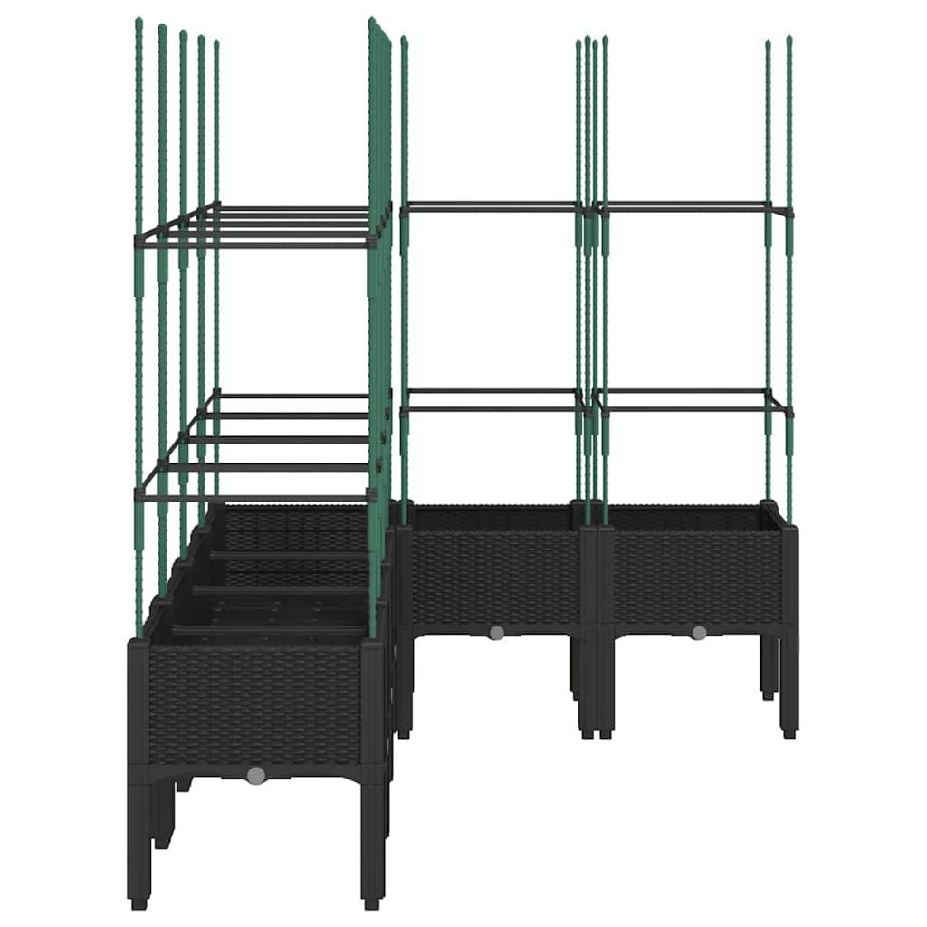 vidaXL Pflanzkübel mit Rankgitter Schwarz 160x120x142,5 cm PP