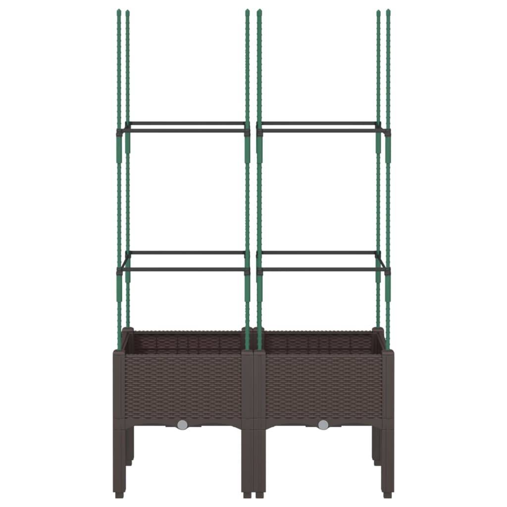 vidaXL Pflanzkübel mit Rankgitter Braun 80x40x142,5 cm PP