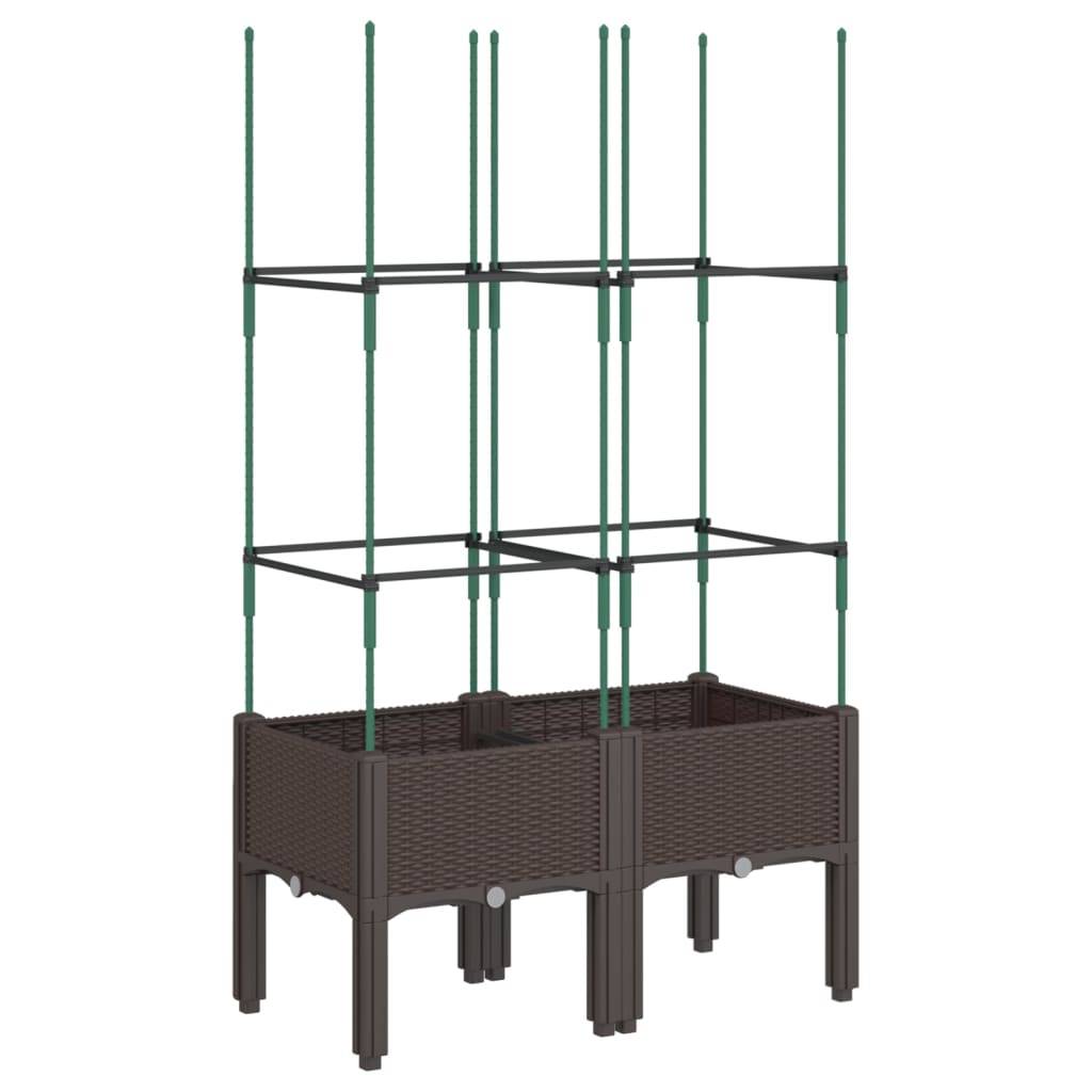 vidaXL Pflanzkübel mit Rankgitter Braun 80x40x142,5 cm PP