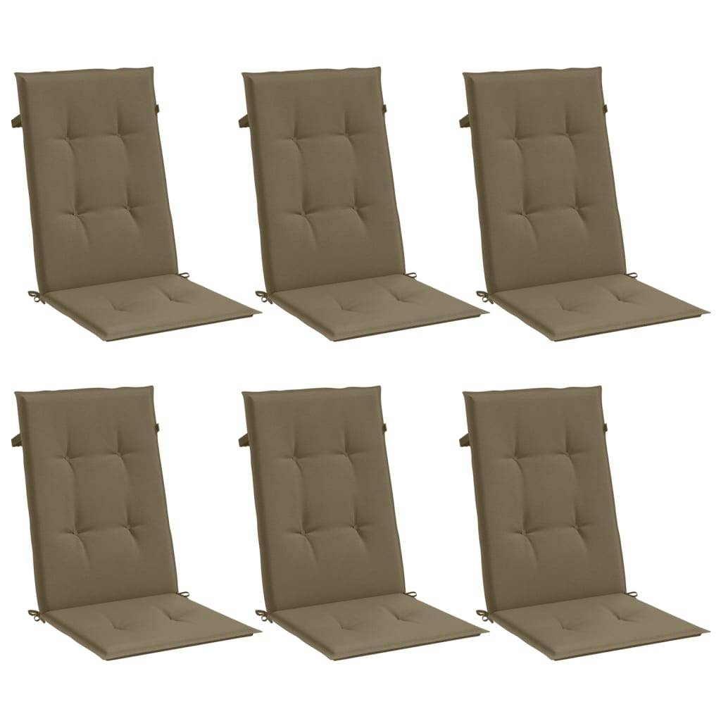 vidaXL Hochlehner-Auflagen 6 Stk. Melange Taupe 120x50x4 cm Stoff