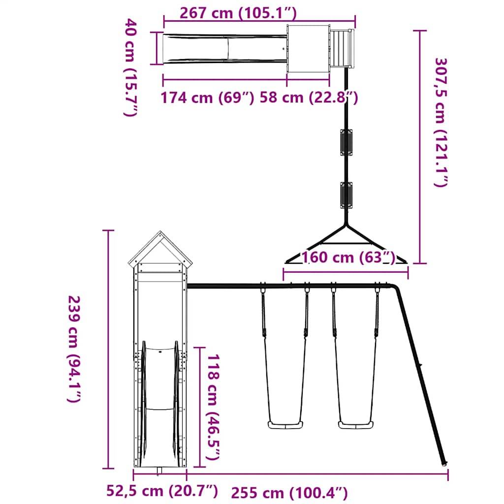 vidaXL Spielturm Imprägniertes Kiefernholz
