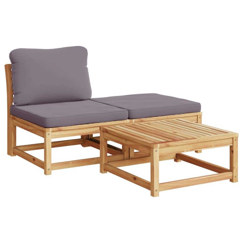 vidaXL 3-tlg. Garten-Lounge-Set mit Kissen Massivholz Akazie