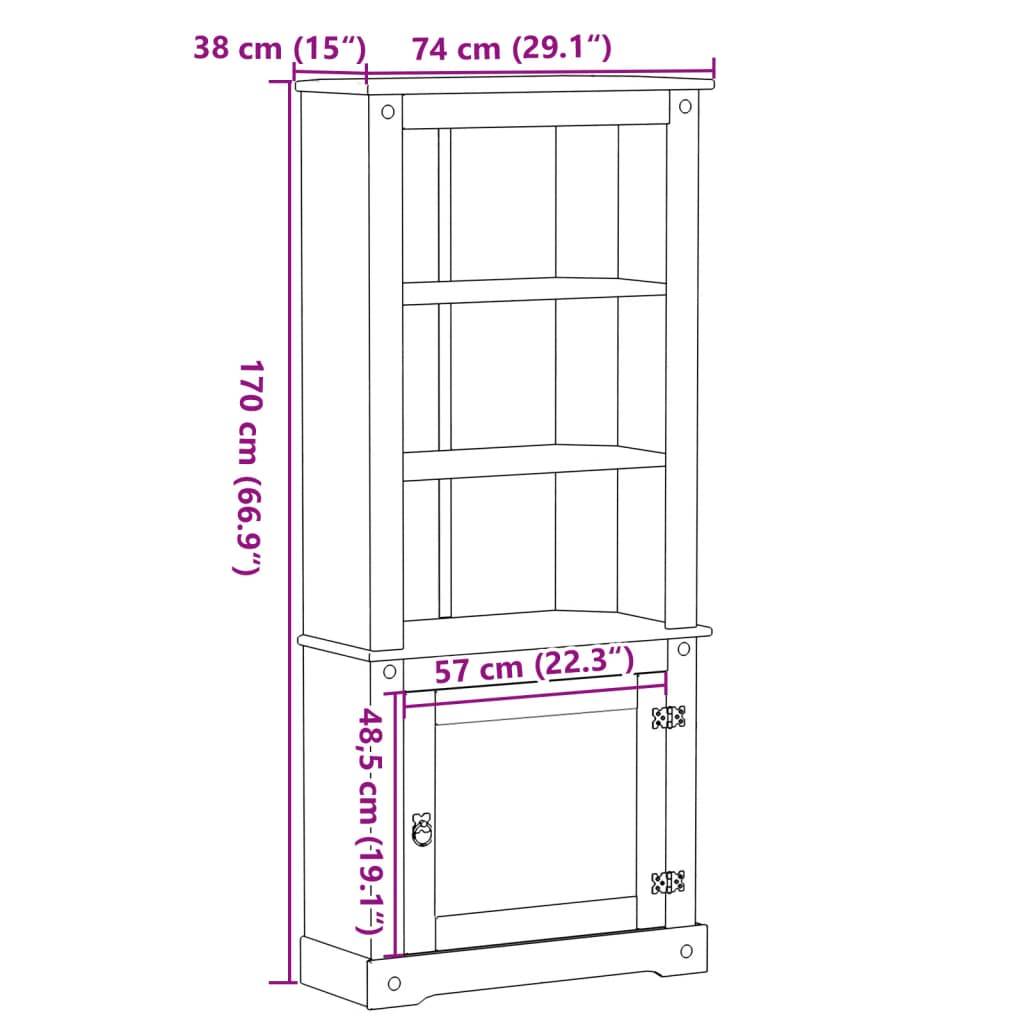 vidaXL Highboard Corona 74x38x170 cm Massivholz Kiefer