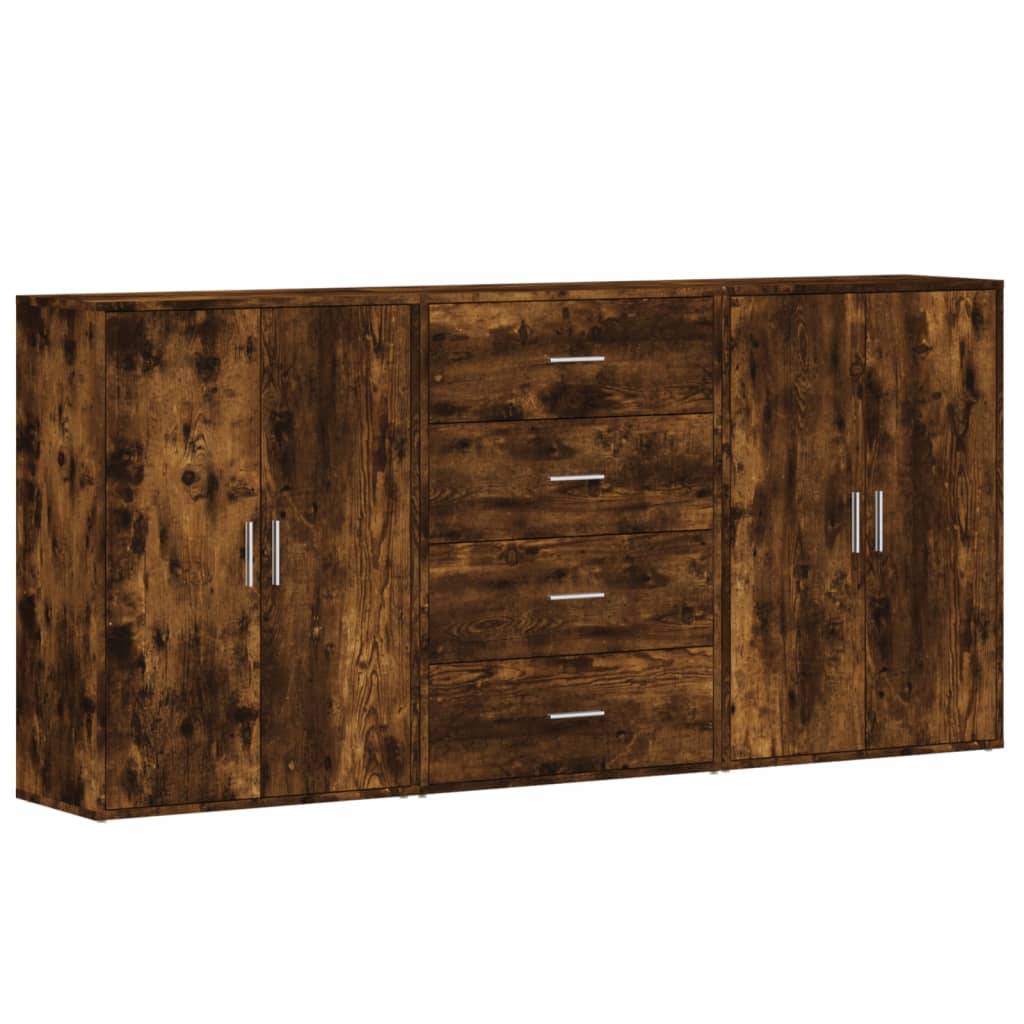 vidaXL Sideboards 3 Stk. Räuchereiche 60x31x84 cm Holzwerkstoff