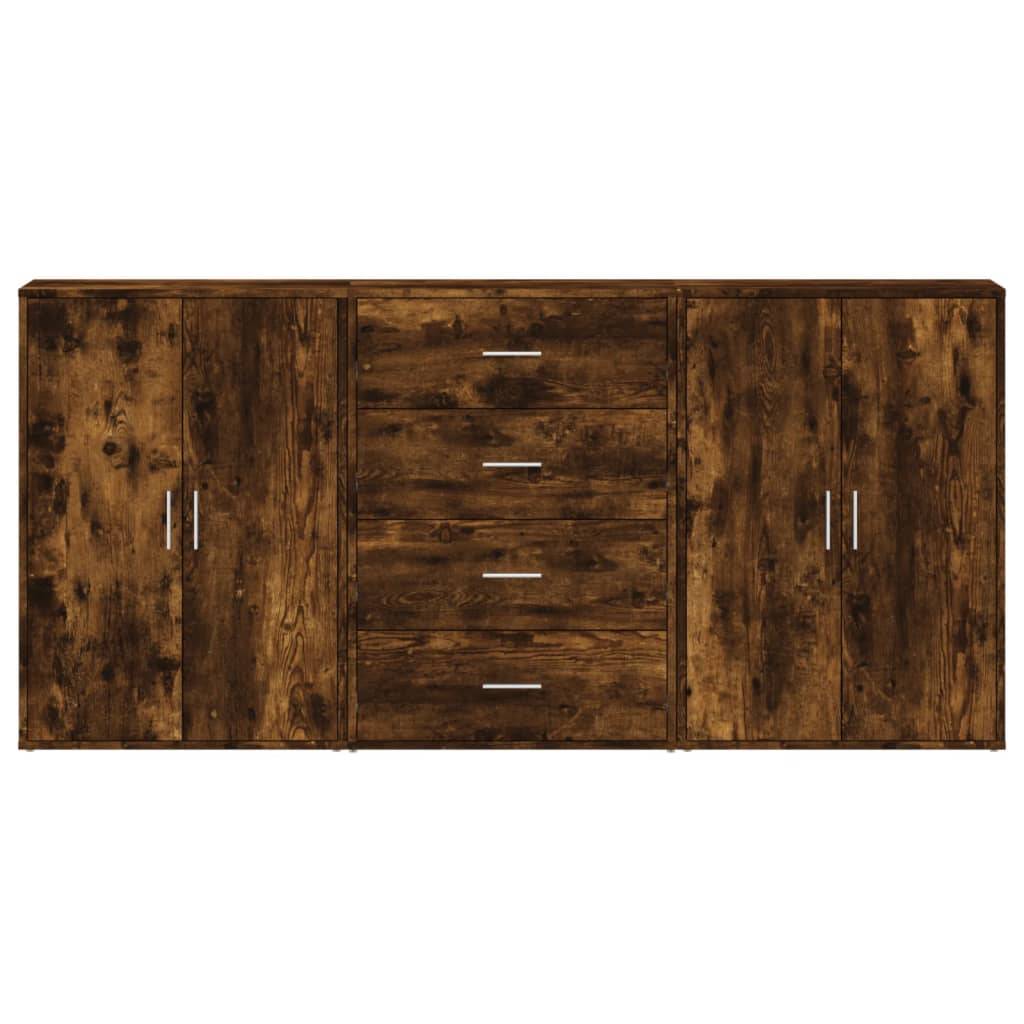 vidaXL Sideboards 3 Stk. Räuchereiche 60x31x84 cm Holzwerkstoff