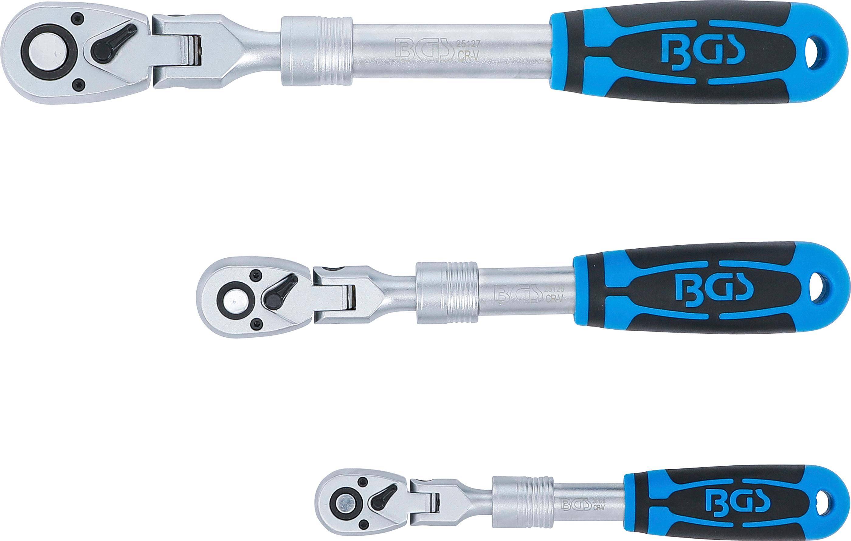 BGS technic Umschaltknarren-Satz | ausziehbar, abwinkelbar | Abtrieb