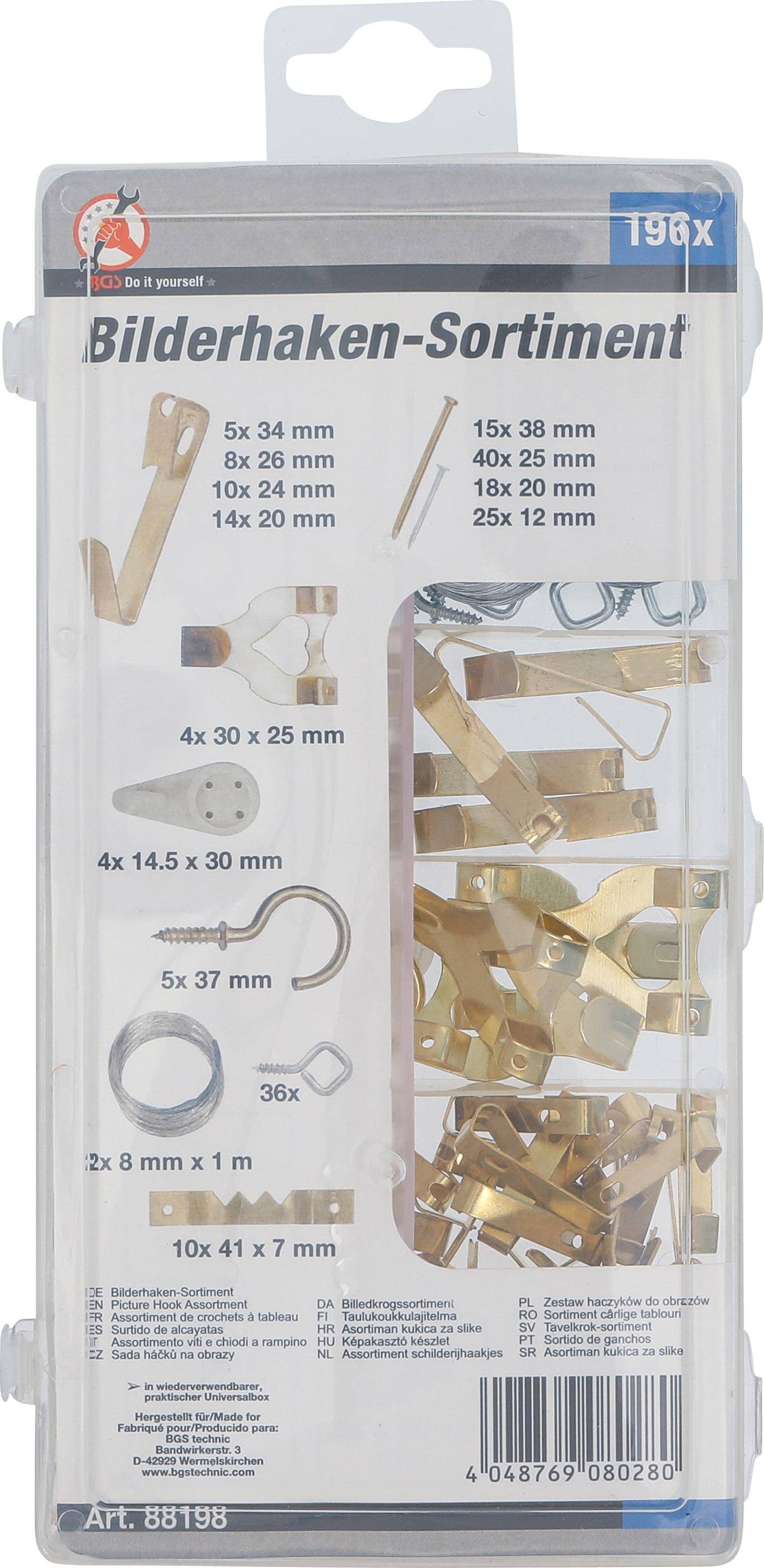BGS Diy Bilderhaken-Sortiment | 196-tlg.