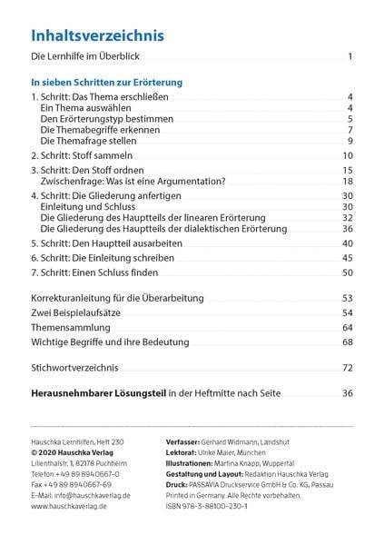 Aufsatz. Einführung in die Erörterung