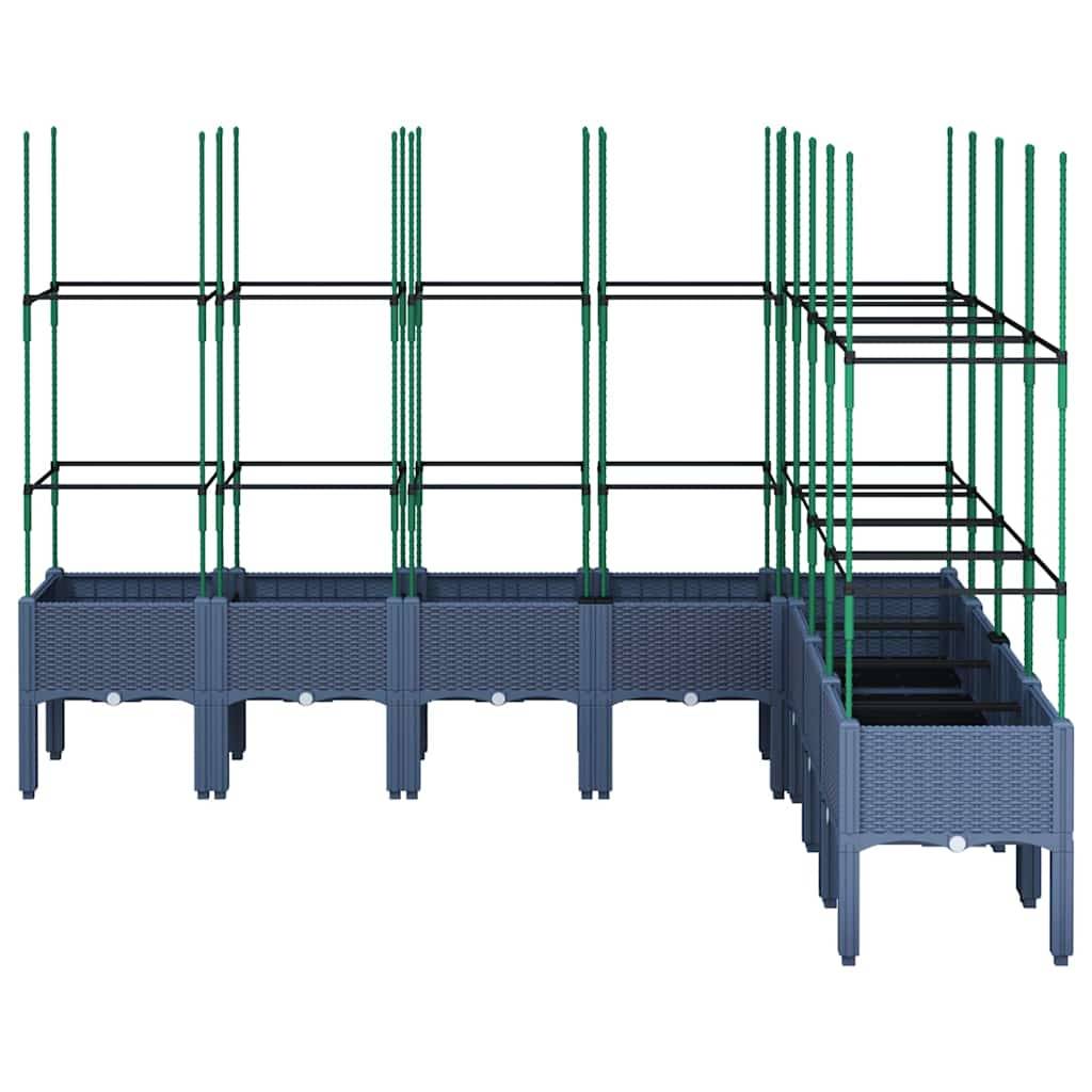 vidaXL Pflanzkübel mit Rankgitter Blaugrau 200x160x142,5 cm PP