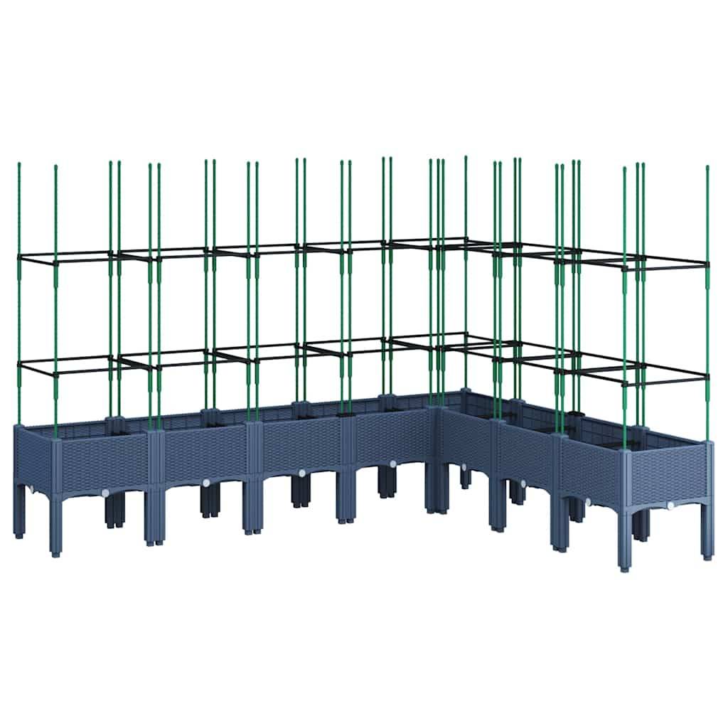 vidaXL Pflanzkübel mit Rankgitter Blaugrau 200x160x142,5 cm PP