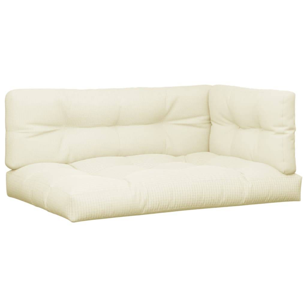 vidaXL Palettenkissen 3-tlg. Creme Stoff