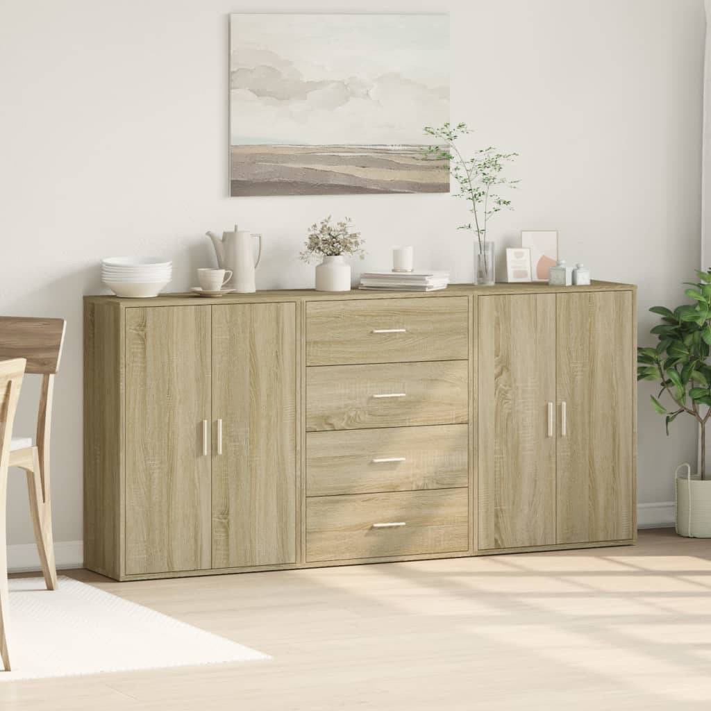 vidaXL Sideboards 3 Stk. Sonoma-Eiche 60x31x84 cm Holzwerkstoff