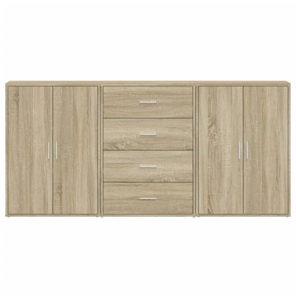 vidaXL Sideboards 3 Stk. Sonoma-Eiche 60x31x84 cm Holzwerkstoff