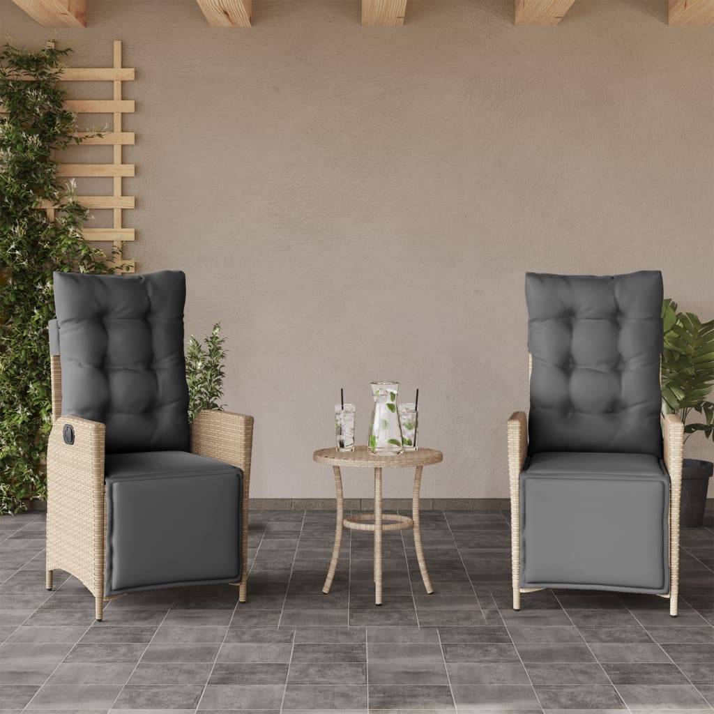 vidaXL Gartensessel mit Fußteil 2 Stk. Verstellbar Poly Rattan