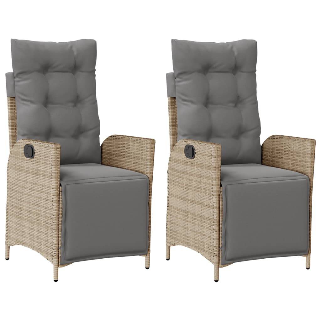 vidaXL Gartensessel mit Fußteil 2 Stk. Verstellbar Poly Rattan