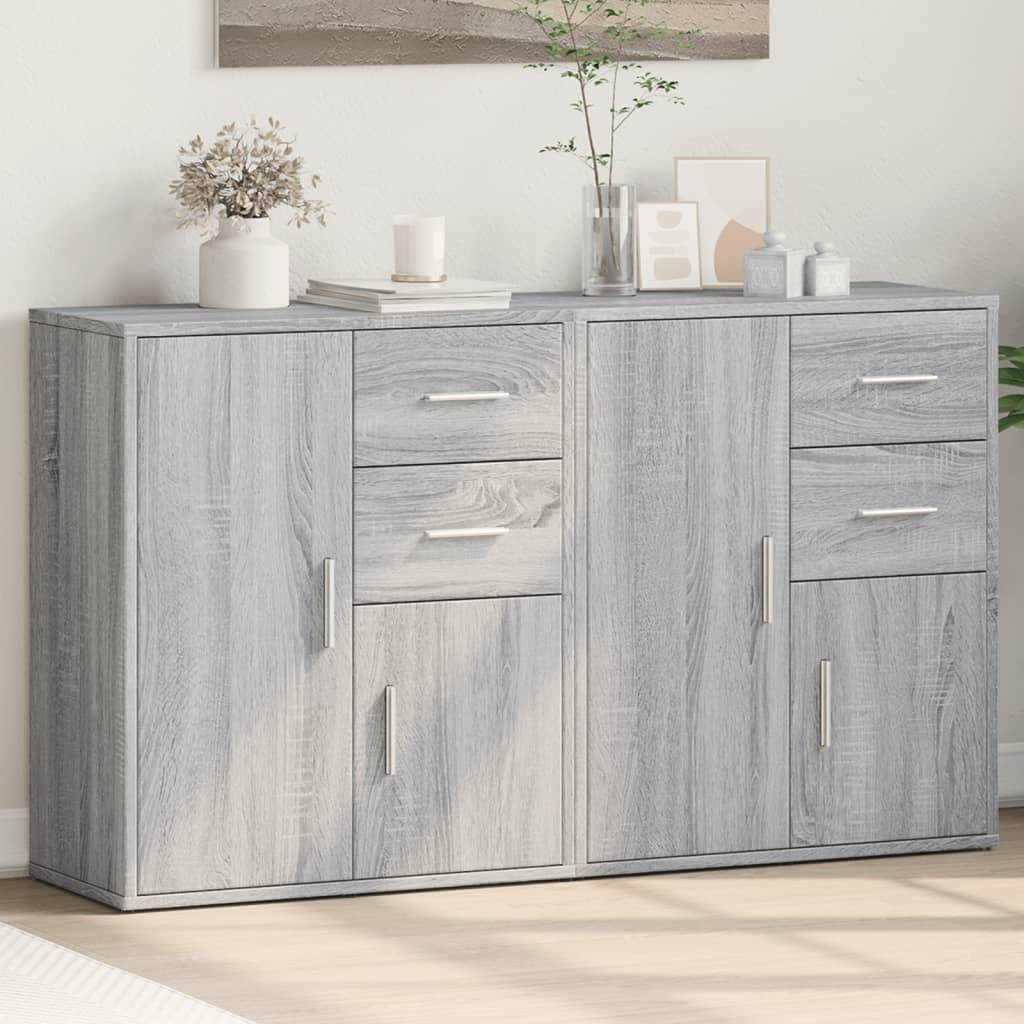 vidaXL Sideboards 2 Stk. Grau Sonoma-Eiche 60x31x70 cm Holzwerkstoff