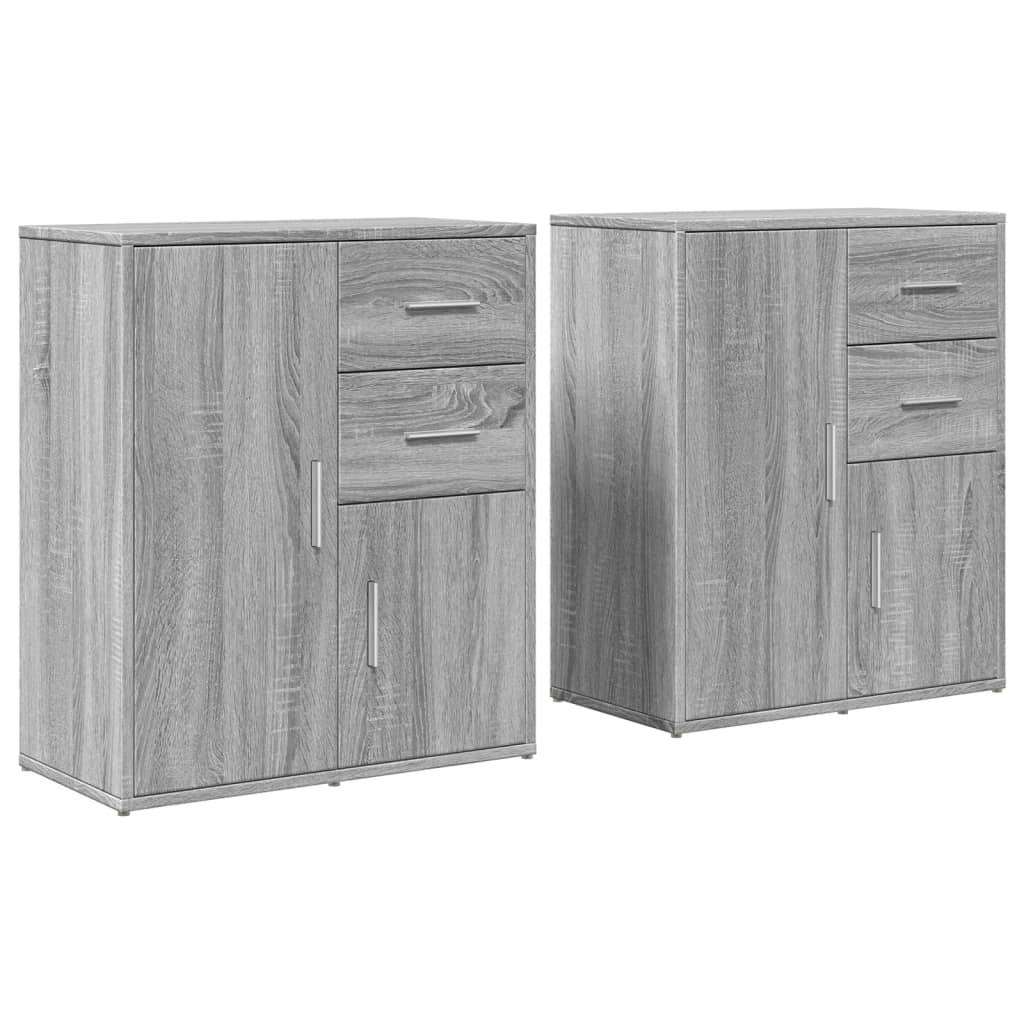 vidaXL Sideboards 2 Stk. Grau Sonoma-Eiche 60x31x70 cm Holzwerkstoff