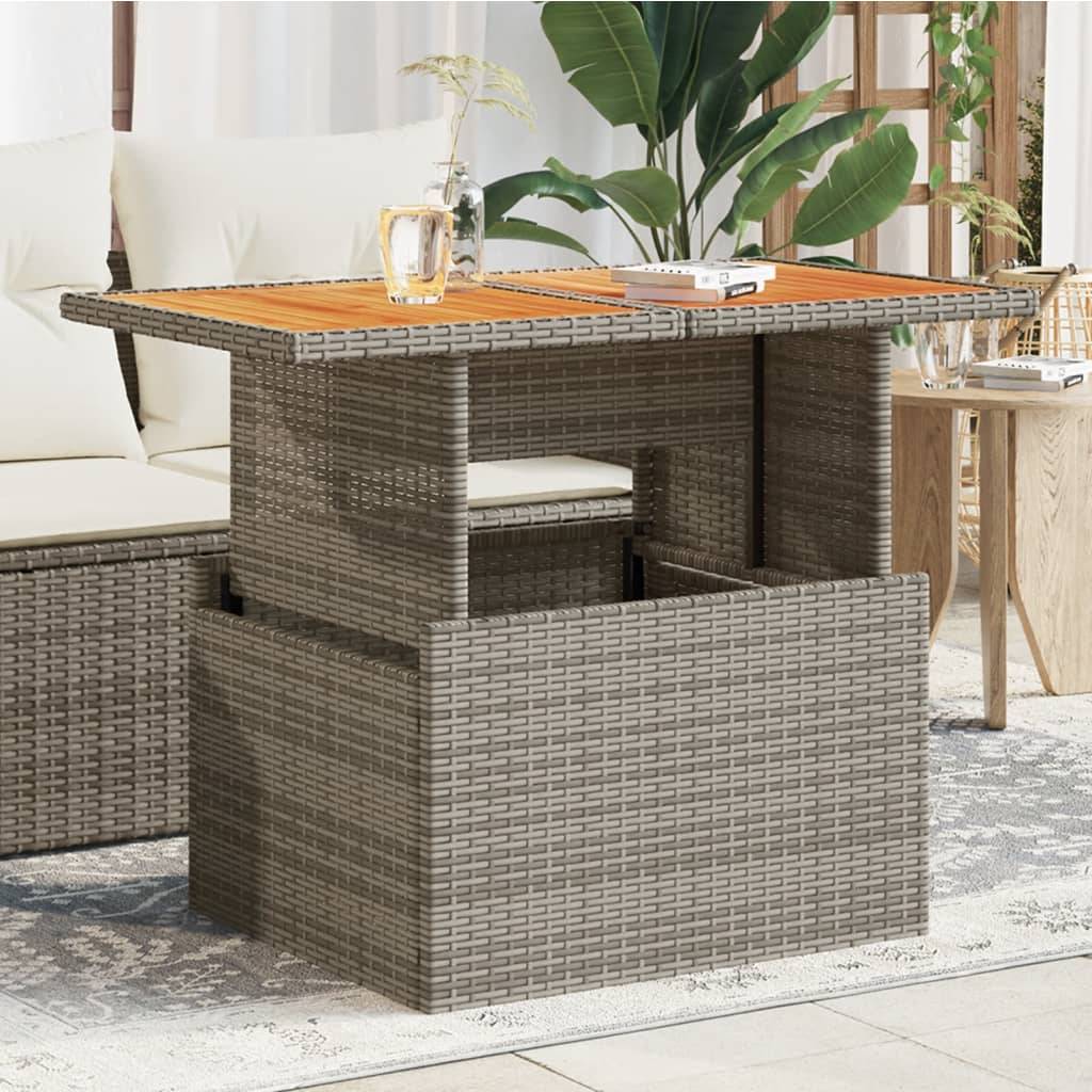 vidaXL Gartentisch Grau 100x55x73 cm Poly Rattan und Akazienholz