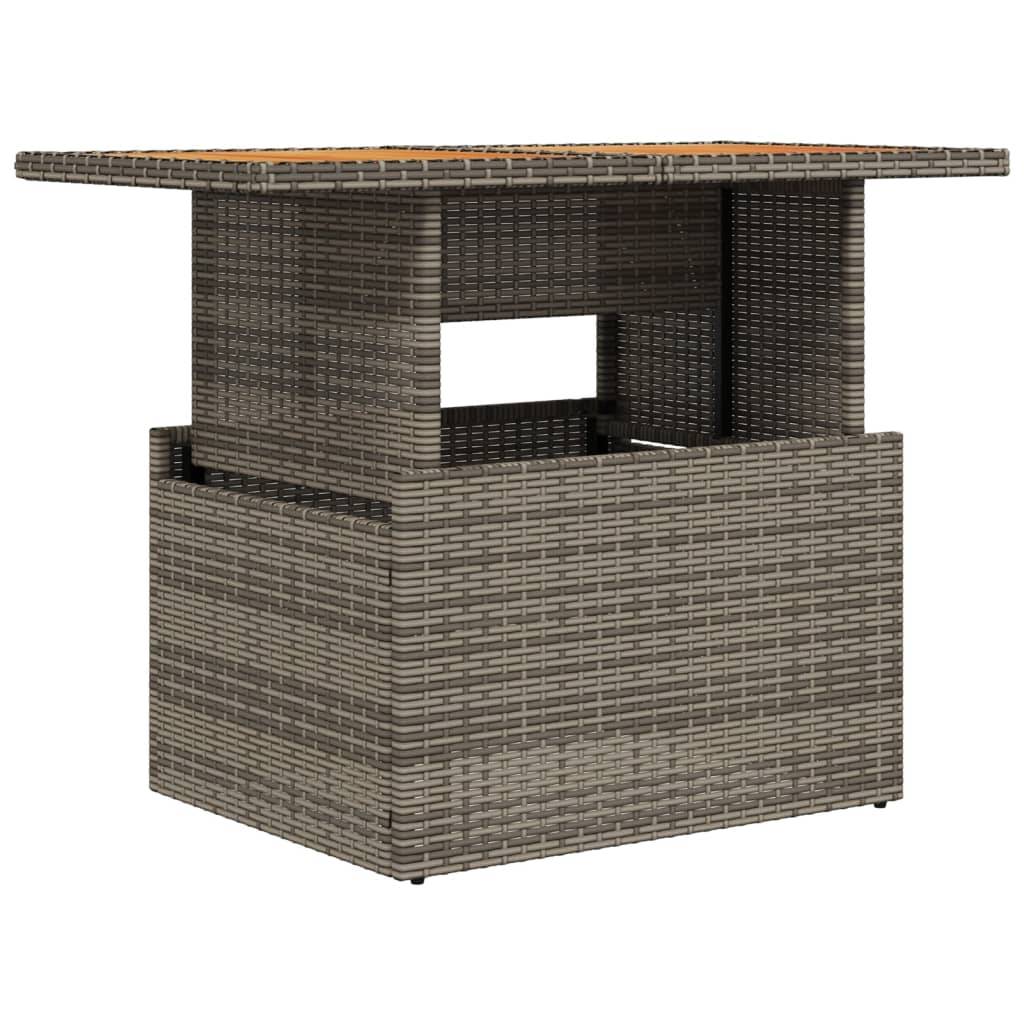 vidaXL Gartentisch Grau 100x55x73 cm Poly Rattan und Akazienholz