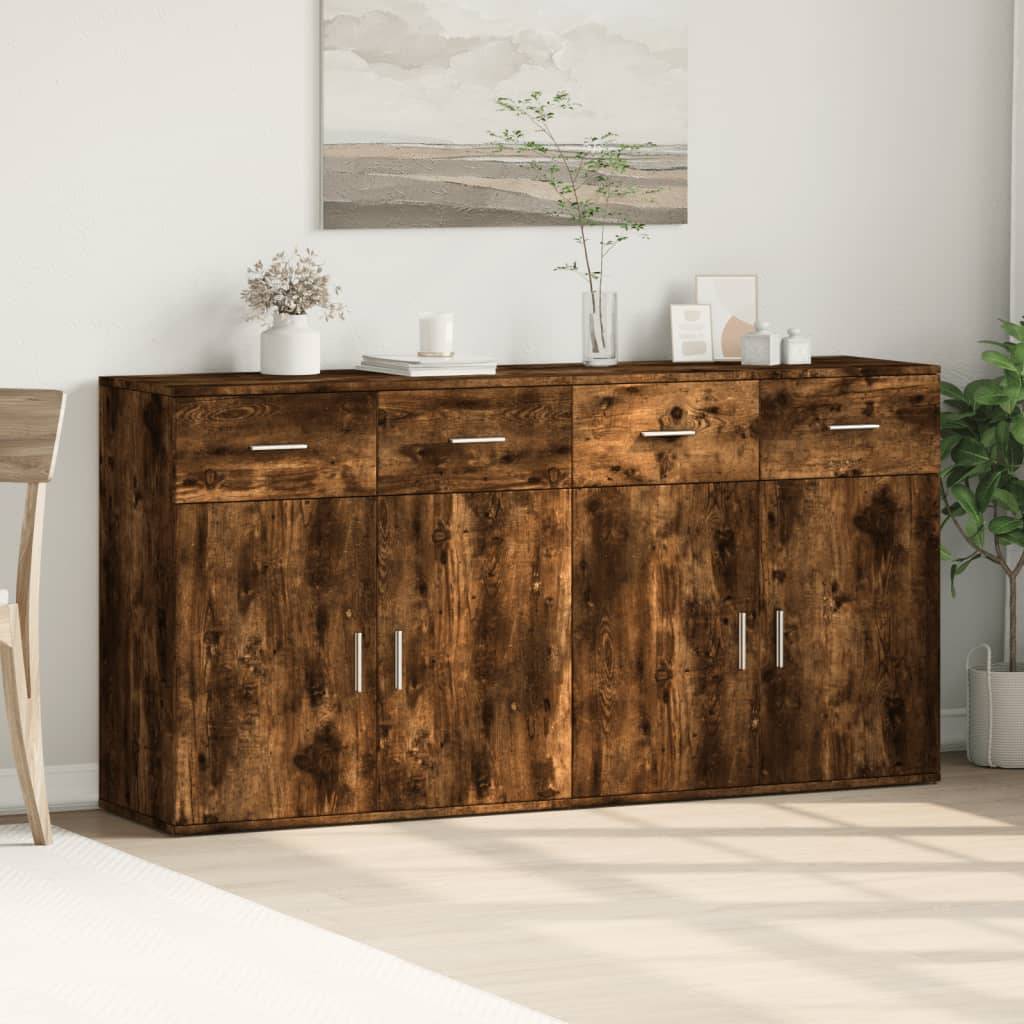 vidaXL Sideboards 2 Stk. Räuchereiche 79x38x80 cm Holzwerkstoff