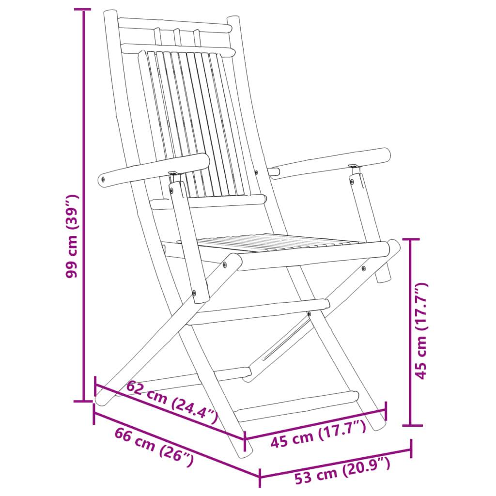 vidaXL Gartenstühle 6 Stk. Klappbar 53x66x99 cm Bambus