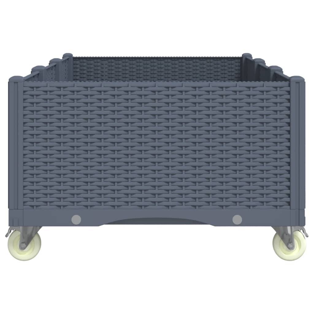 vidaXL Pflanzkasten mit Rollen Grau 150x80x54 cm PP
