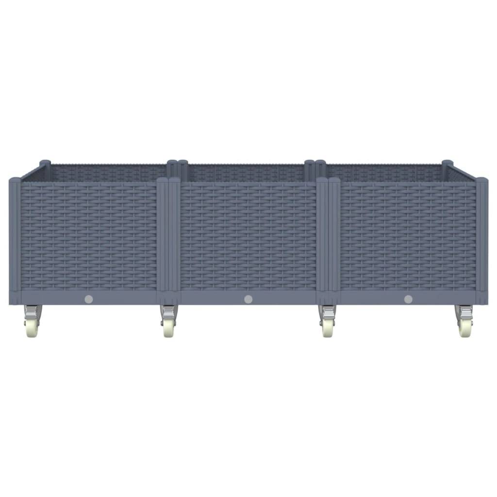vidaXL Pflanzkasten mit Rollen Grau 150x80x54 cm PP