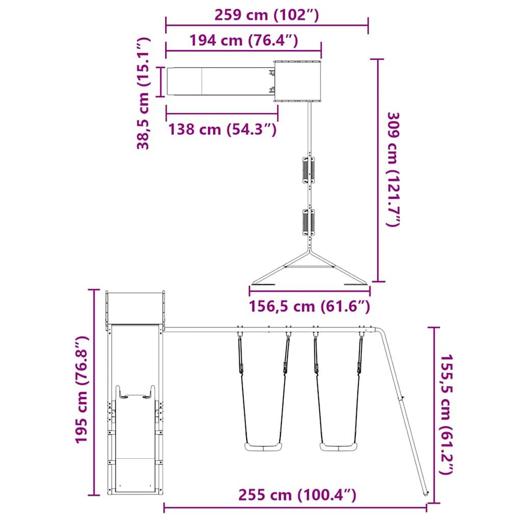 vidaXL Spielturm Imprägniertes Kiefernholz