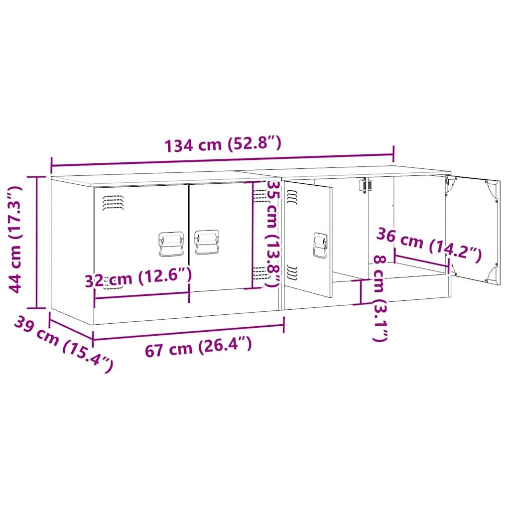 vidaXL TV-Schränke 2 Stk. Rosa 67x39x44 cm Stahl
