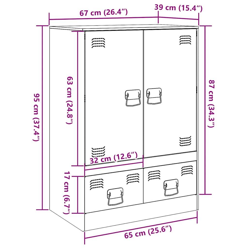 vidaXL Highboard Anthrazit 67x39x95 cm Stahl