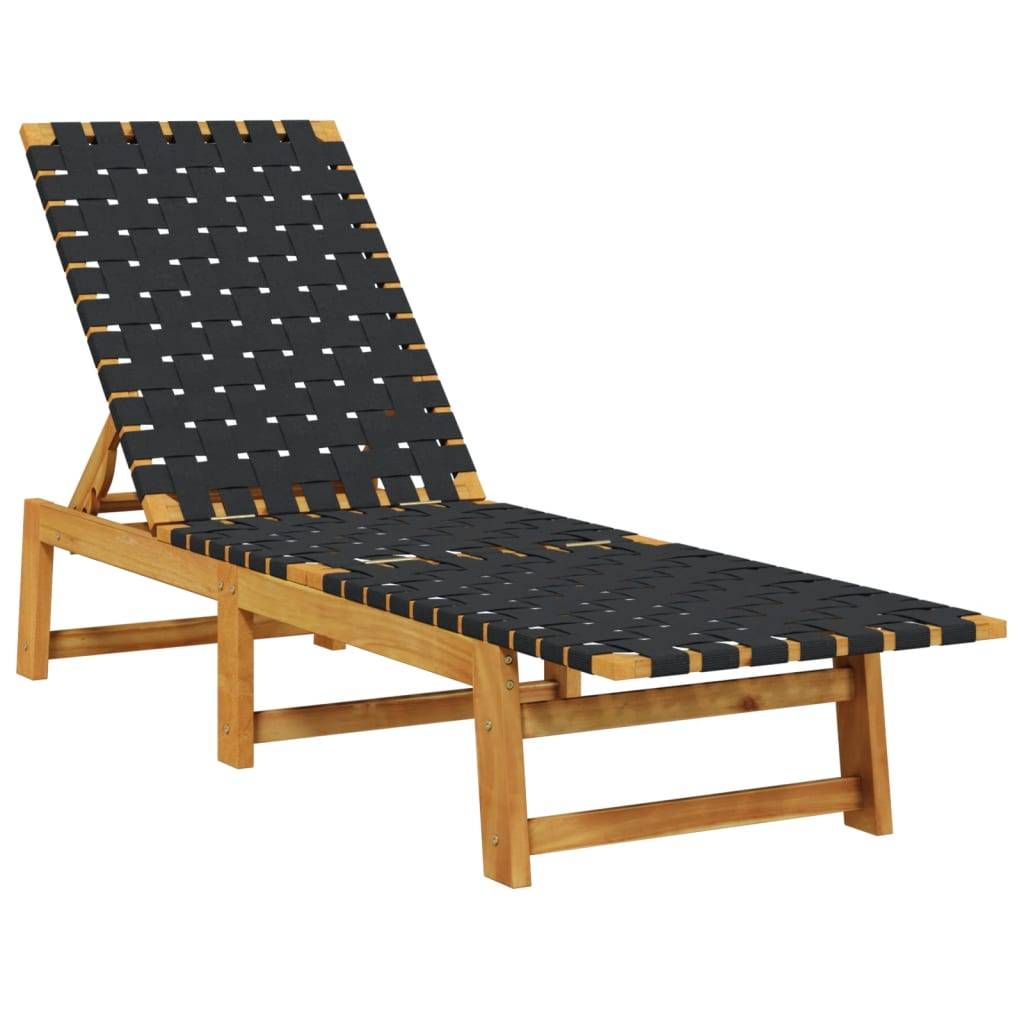 vidaXL Sonnenliegen 2 Stk. Schwarz Massivholz Akazie und Stoff