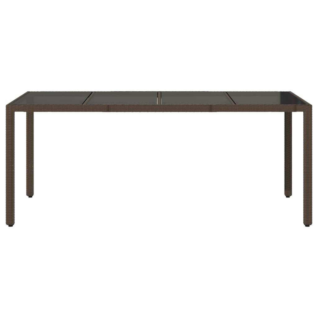 vidaXL Gartentisch mit Glasplatte Braun 190x90x75 cm Poly Rattan
