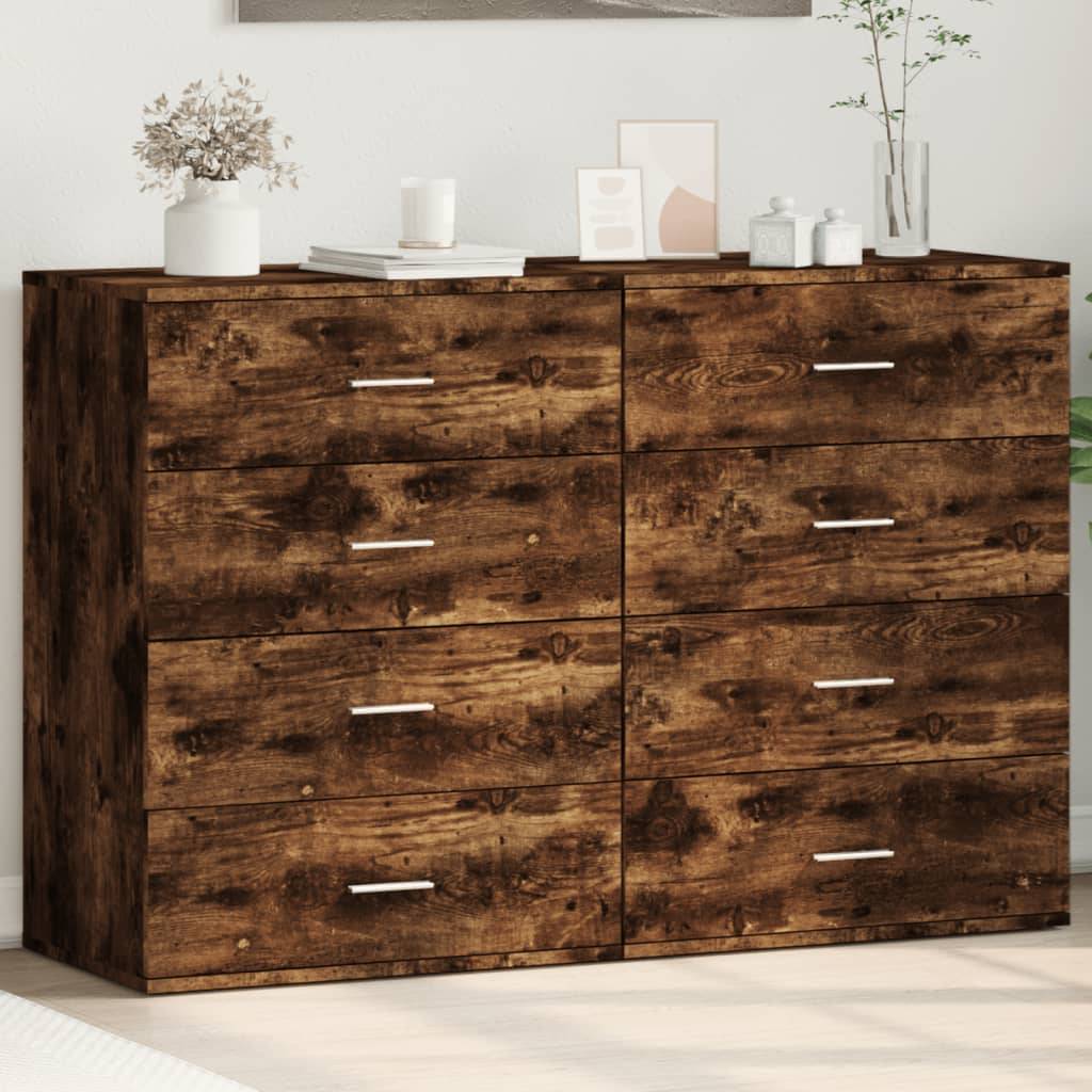 vidaXL Sideboards 2 Stk. Räuchereiche 60x39x80 cm Holzwerkstoff