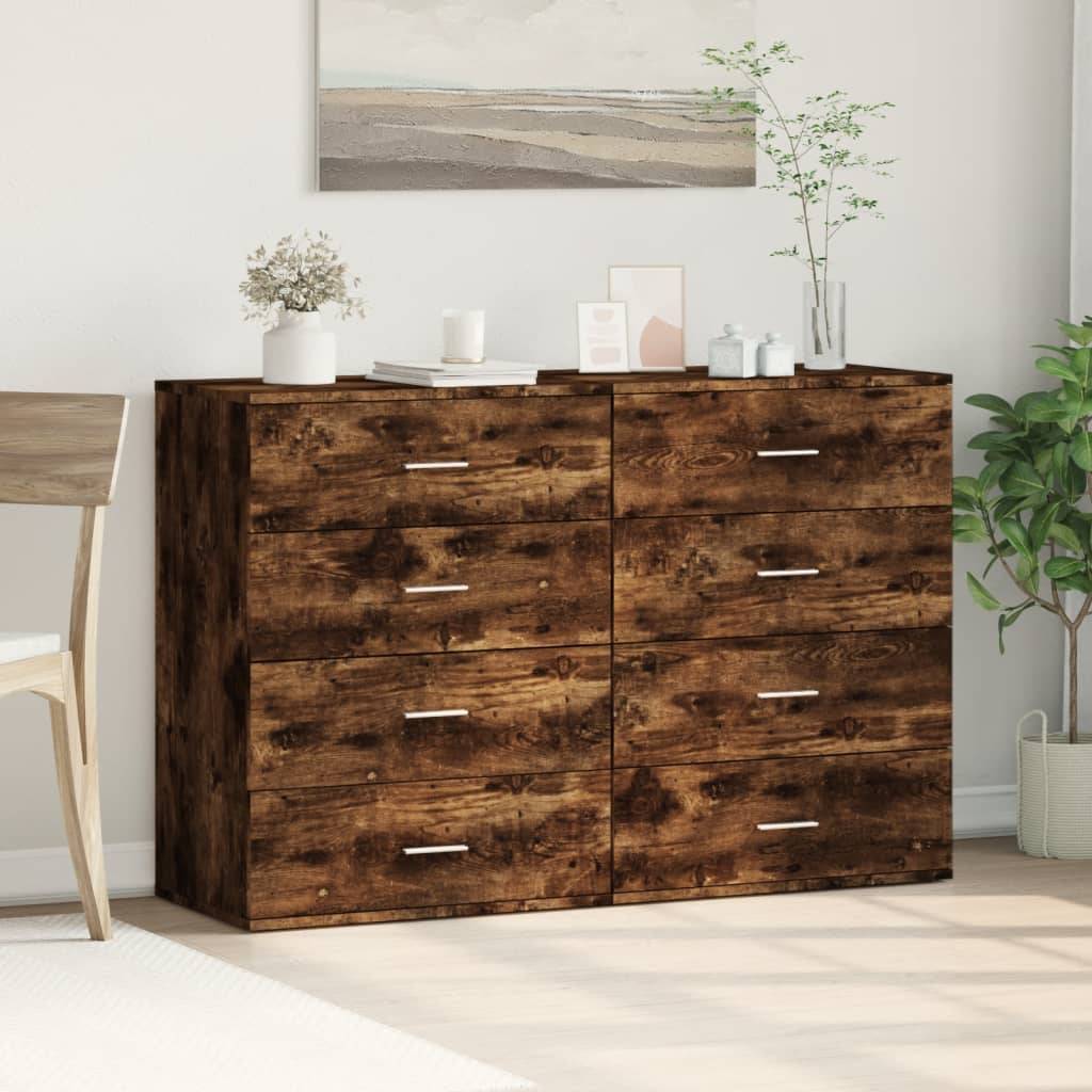 vidaXL Sideboards 2 Stk. Räuchereiche 60x39x80 cm Holzwerkstoff