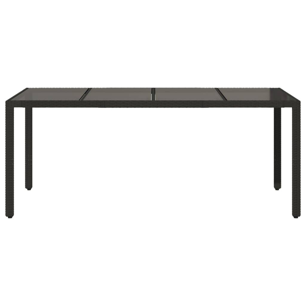 vidaXL Gartentisch mit Glasplatte Schwarz 190x90x75 cm Poly Rattan