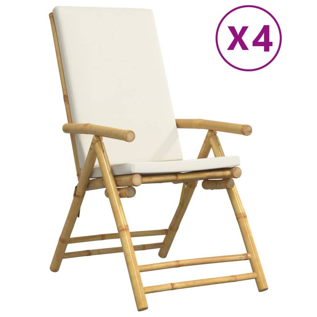 vidaXL Gartenstühle 4 Stk. Verstellbar Klappbar mit Kissen Bambus