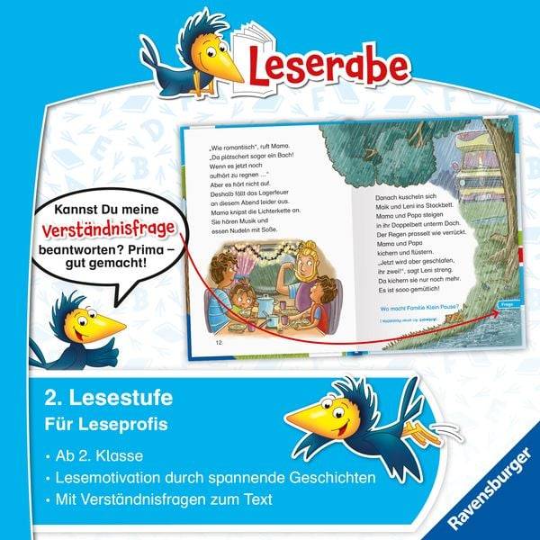 Unsere verrückten Camping-Ferien - lesen lernen mit dem Leseraben - Erstlesebuch - Kinderbuch ab 7 Jahren - lesen üben 2. Klasse (Leserabe 2. Klasse