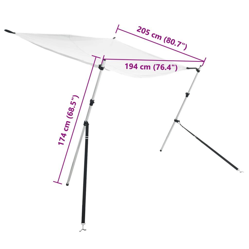 vidaXL T-Top-Beschattungsverlängerung Weiß 174x205x (115-194) cm