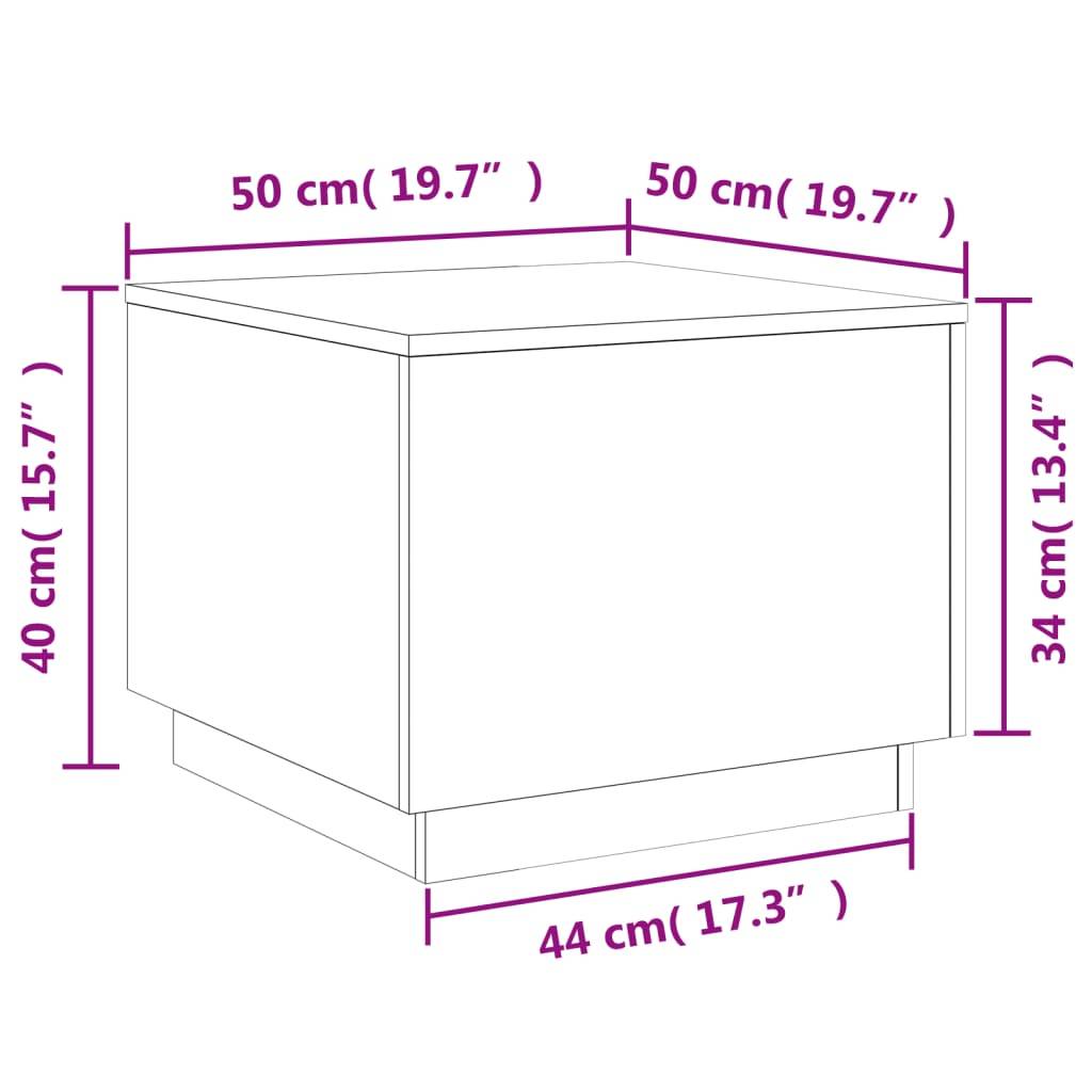 vidaXL Couchtisch mit LED-Leuchten Weiß 50x50x40 cm