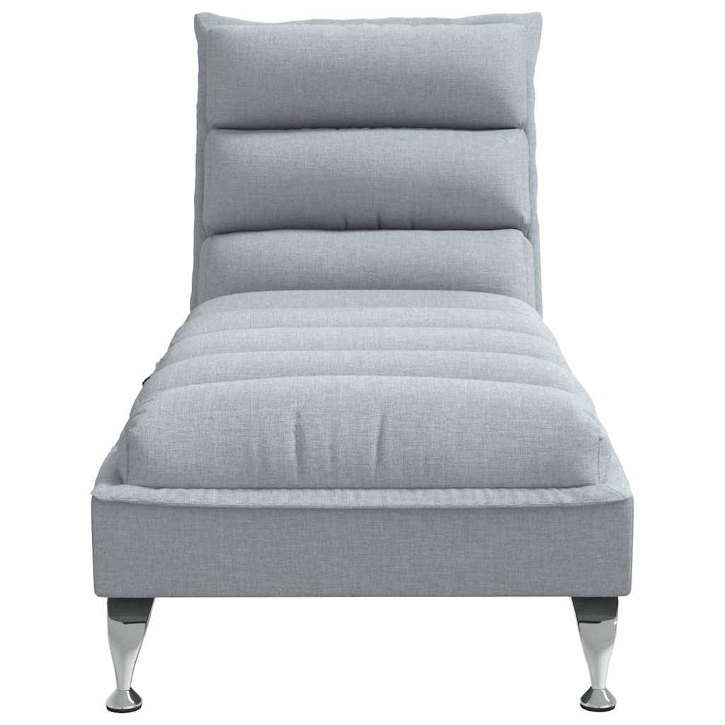 vidaXL Massage-Chaiselongue mit Kissen Hellgrau Stoff