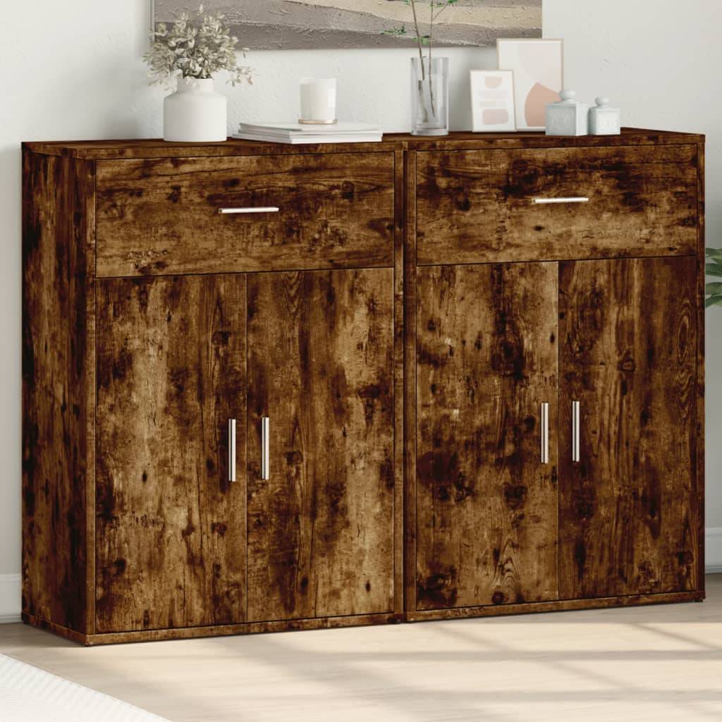 vidaXL Sideboards 2 Stk. Räuchereiche 60x30x84 cm Holzwerkstoff