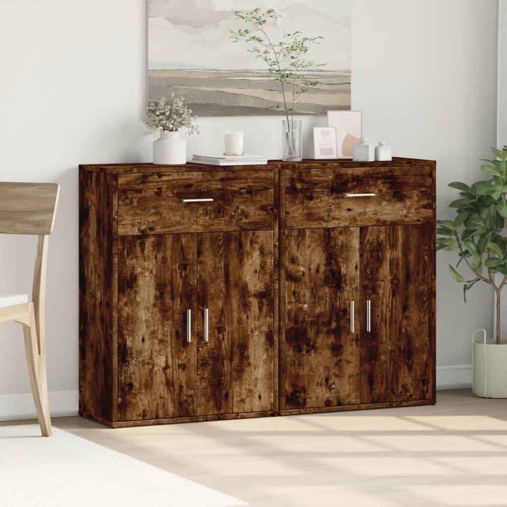 vidaXL Sideboards 2 Stk. Räuchereiche 60x30x84 cm Holzwerkstoff