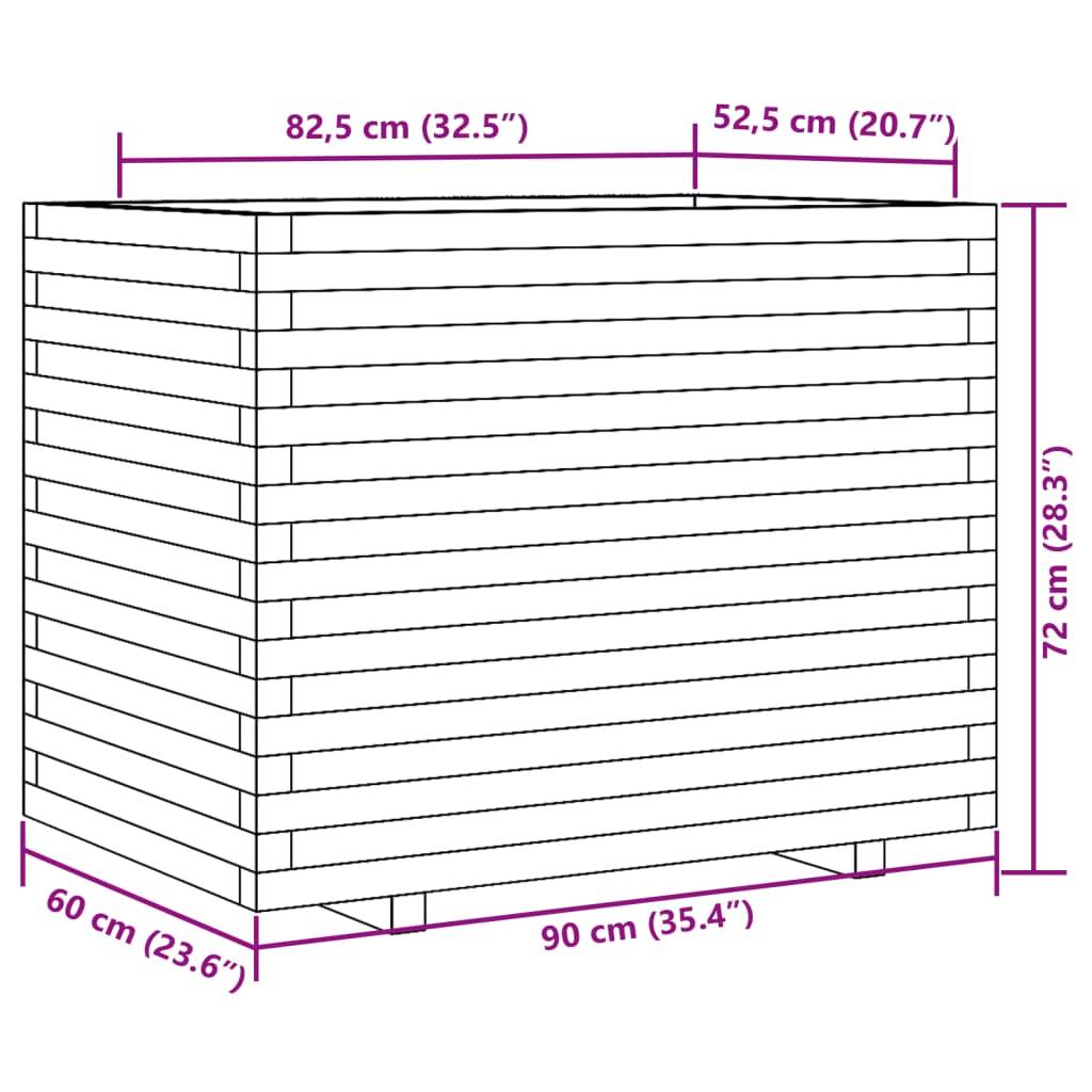 vidaXL Pflanzkübel Wachsbraun 90x60x72 cm Massivholz Kiefer