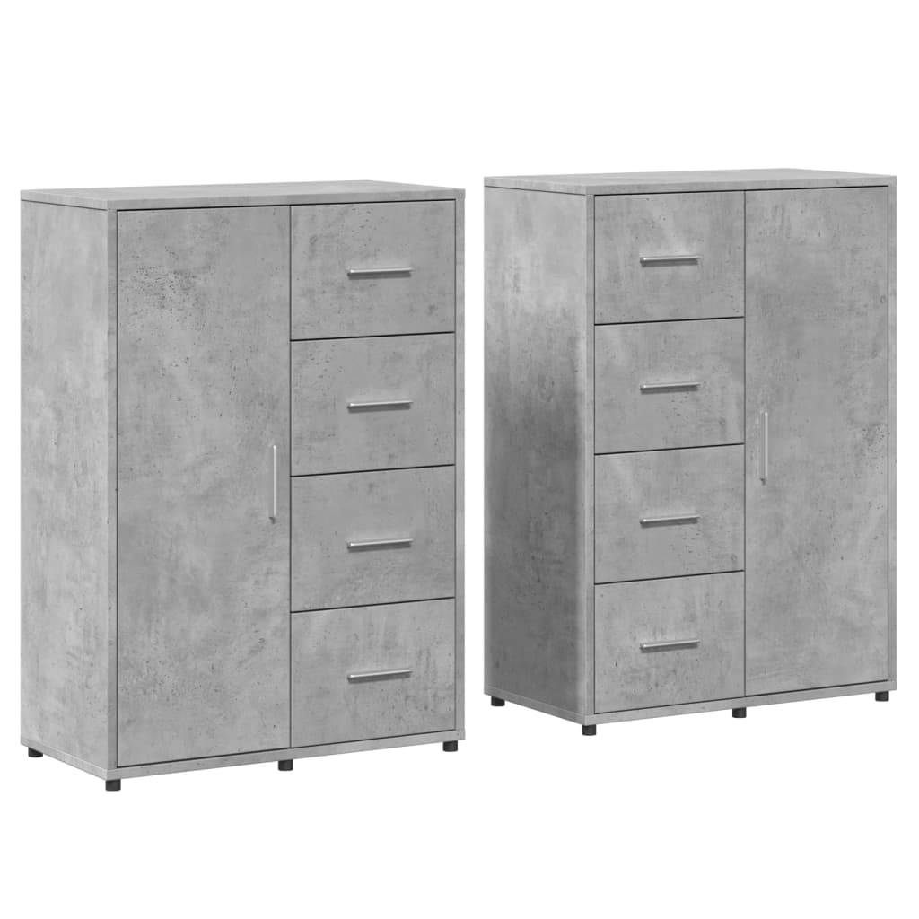 vidaXL Sideboards 2 Stk. Betongrau 60x31x84 cm Holzwerkstoff