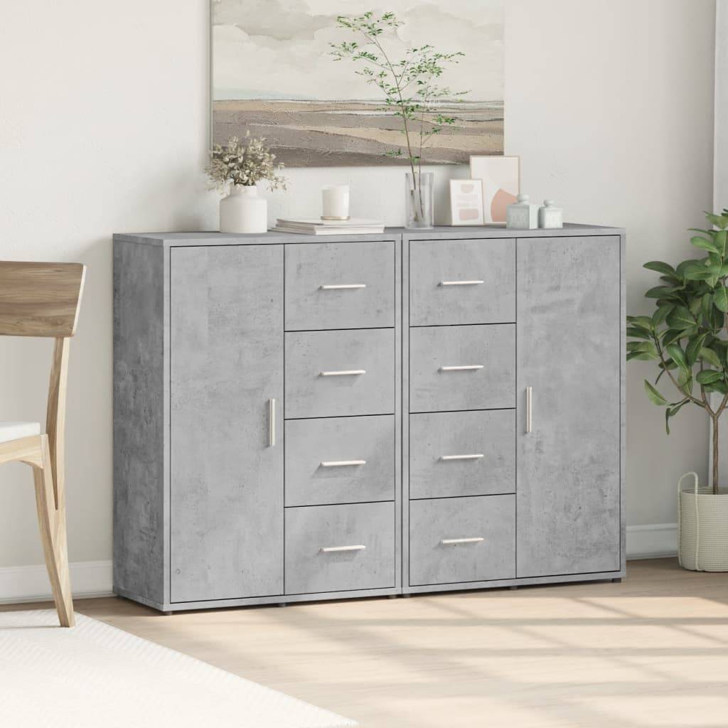 vidaXL Sideboards 2 Stk. Betongrau 60x31x84 cm Holzwerkstoff