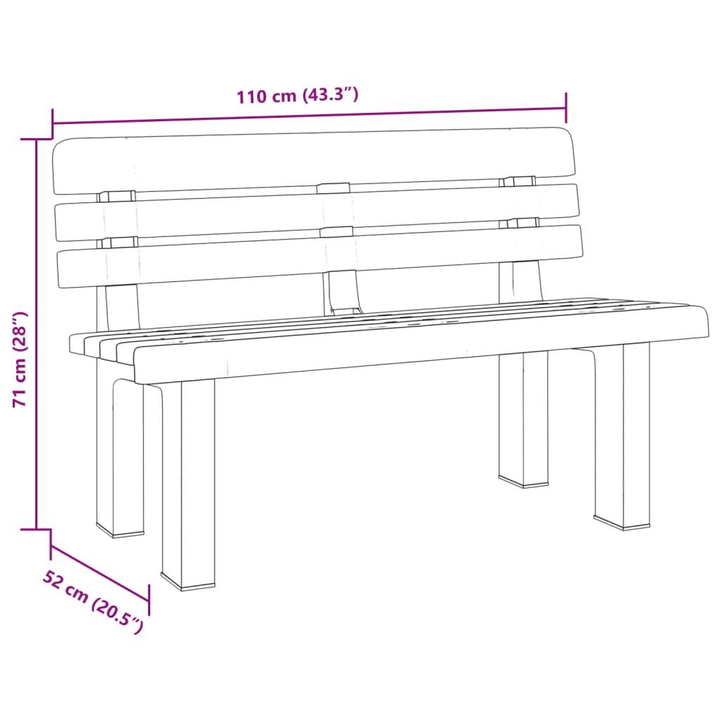 vidaXL Gartenbank Grün 110x52x71 cm Polypropylen