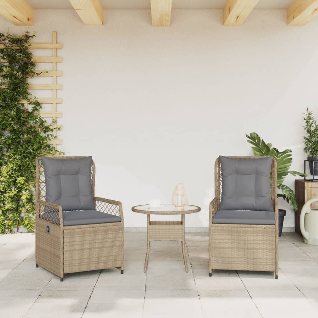 vidaXL Gartensessel 2 Stk. Verstellbar Beige Poly Rattan
